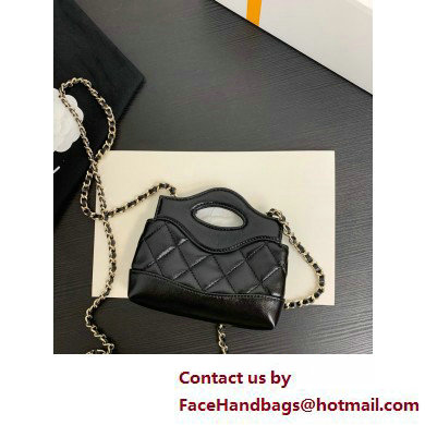 CHANEL Shiny Lambskin  &  Gold-Tone Metal Clutch with Chain AP3875 BLACK 2025